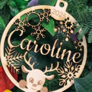 Boule de Noël cerf - prénom personnalisé