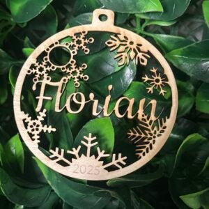 Boule de Noël flocons- prénom personnalisé